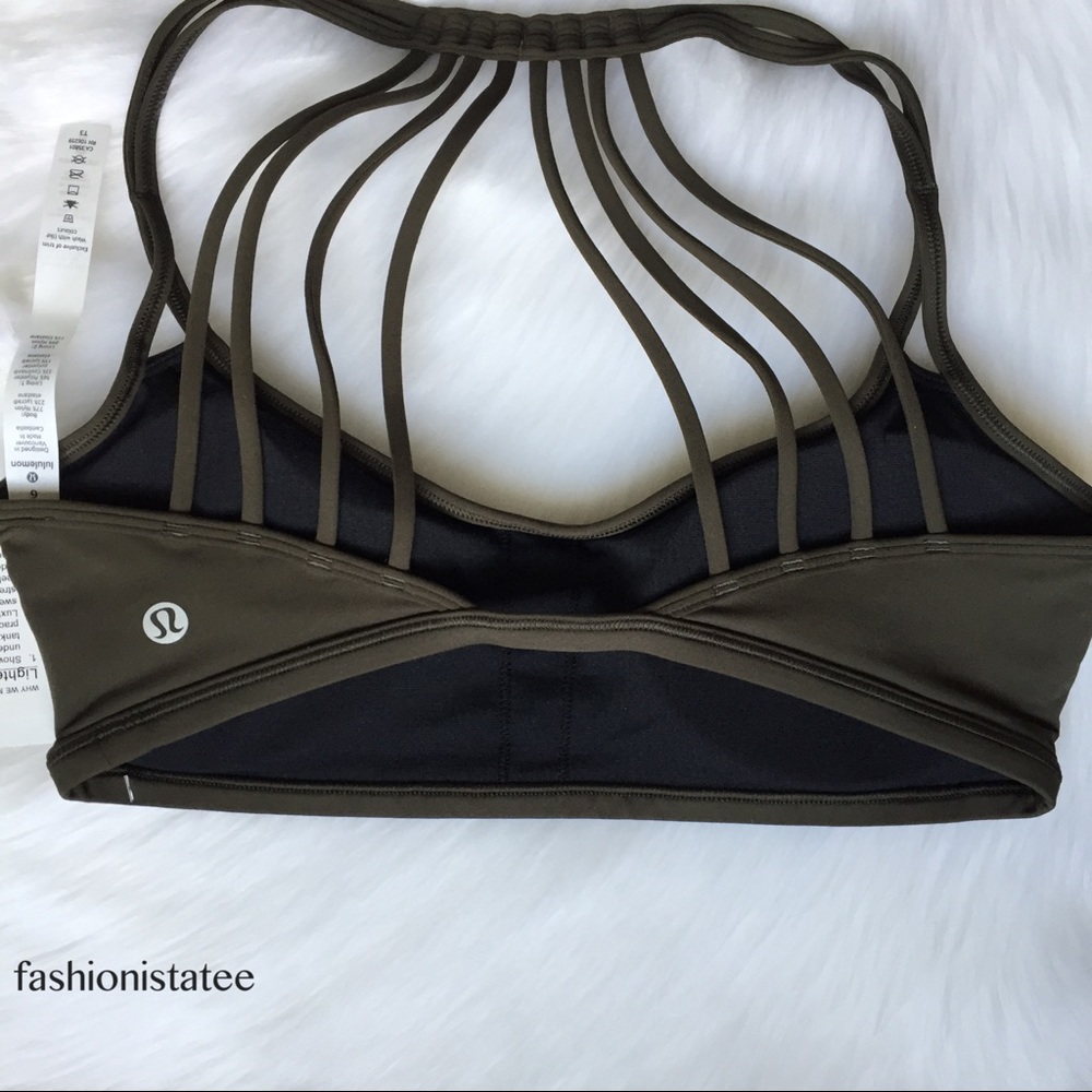 NWT lululemon lighten up bra dark olive green pads - Picture 3 of 4